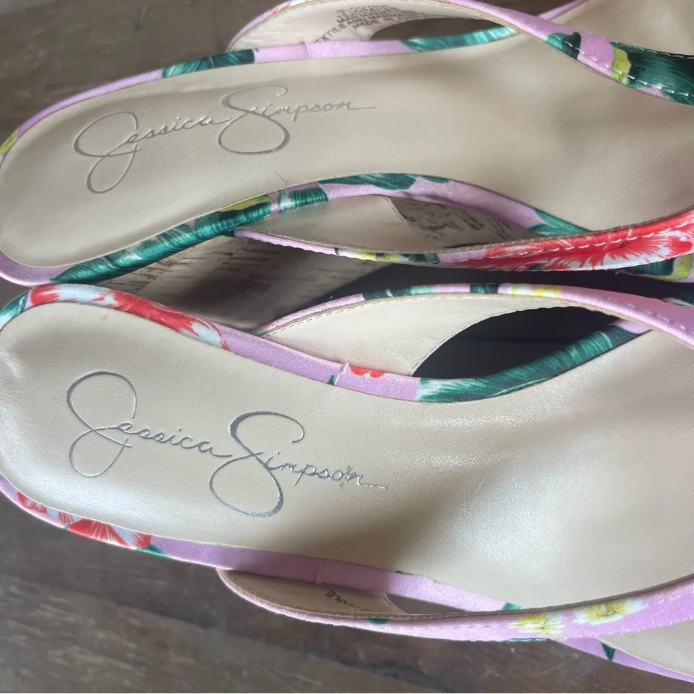 Jessica Simpson Cork Wedge‎ Slides Size 7.5 sb3